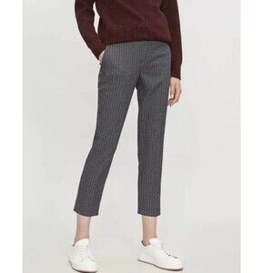 Theory Pants Womens 0 Blue Black Treeca Shadow Jacquard Cropped Slim Career